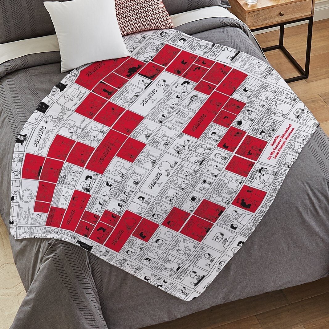 PEANUTS® Heart Comic Strip Plush Blanket