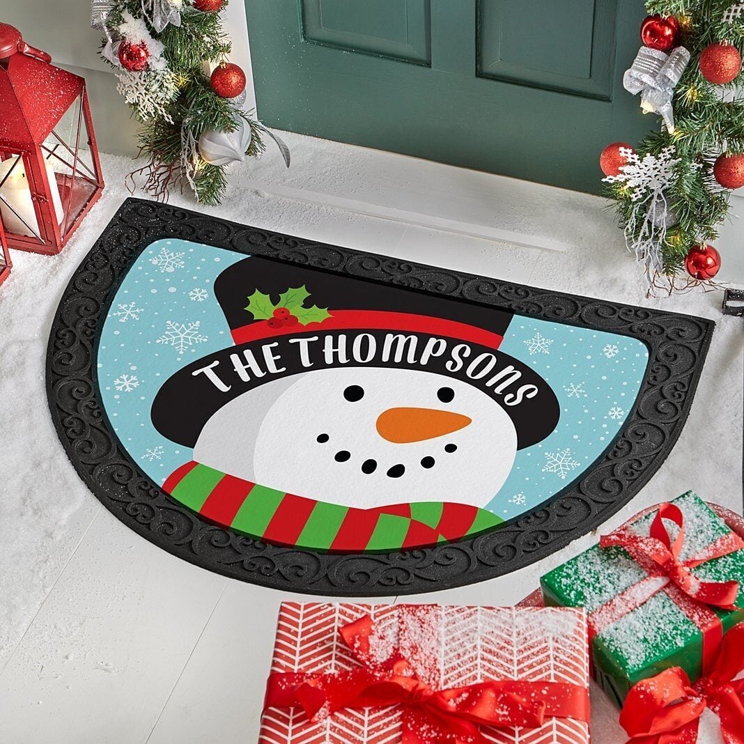 Jolly Snowman Half Round Doormat (Doormat)
