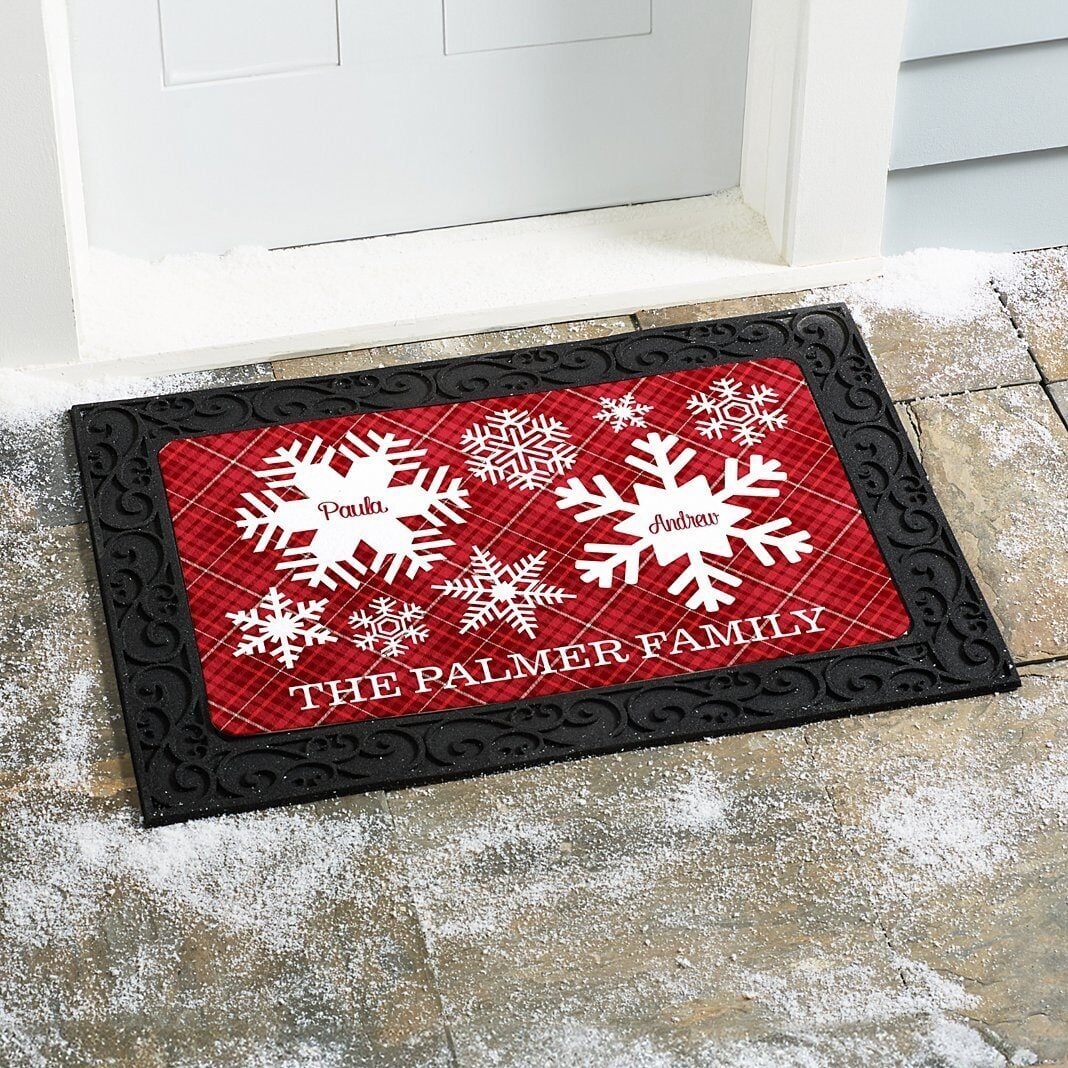 Snowflake Flurry Family Doormat (17x27)