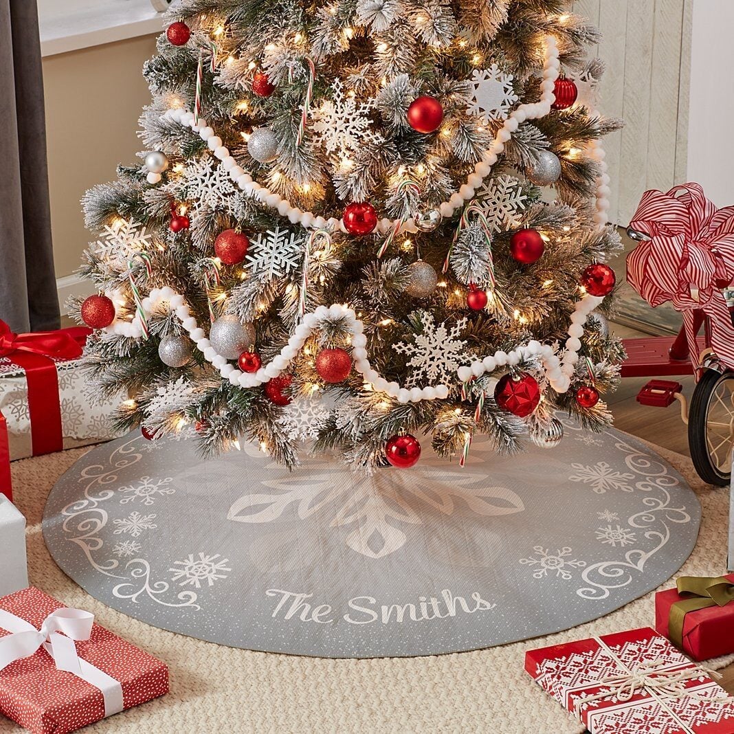 Snowflake Frost Quilted Tree Skirt
