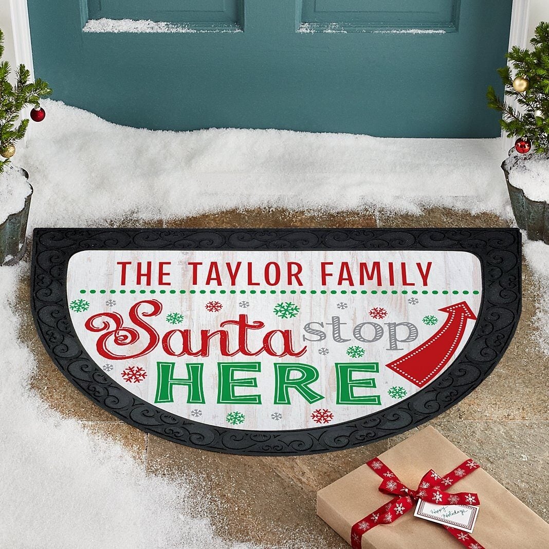 Santa Stop Here Half Round Doormat (Doormat)