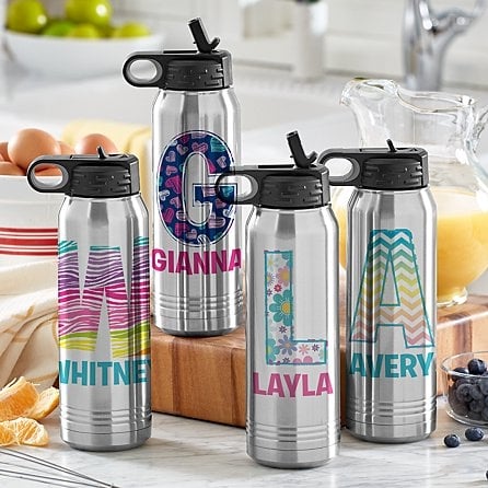 Pretty Pattern Stainless Steel Water Bottle (Rainbow Chevron)