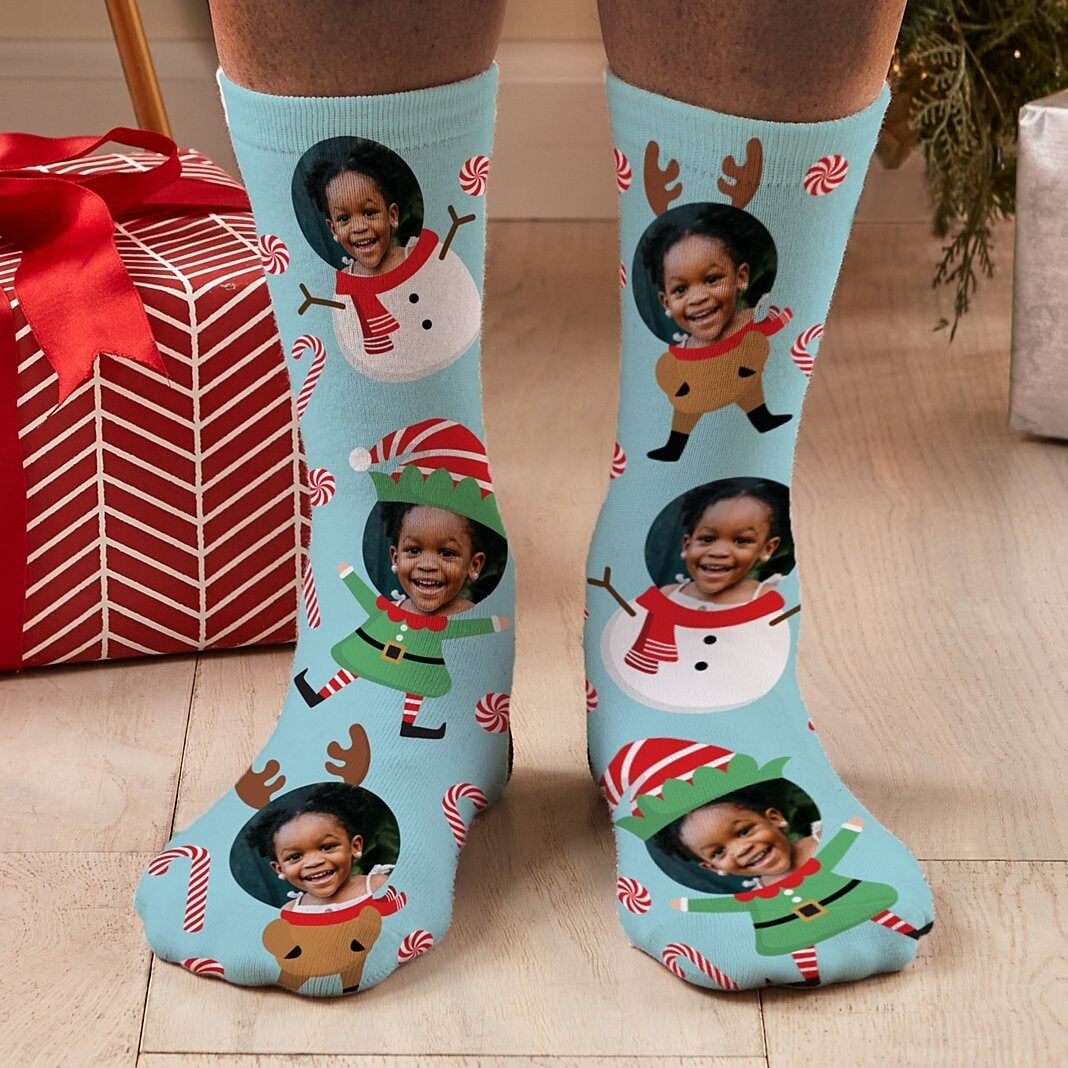 Christmas Faces Photo Socks (Small)
