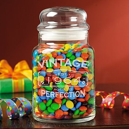 Classic Vintage Birthday Glass Treat Jar (Without Candy)