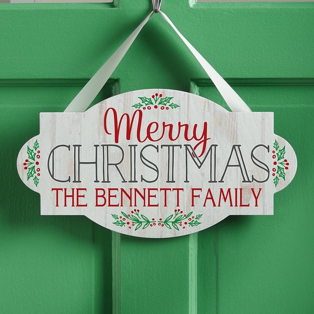 New Christmas Hanging White Wood Sign
