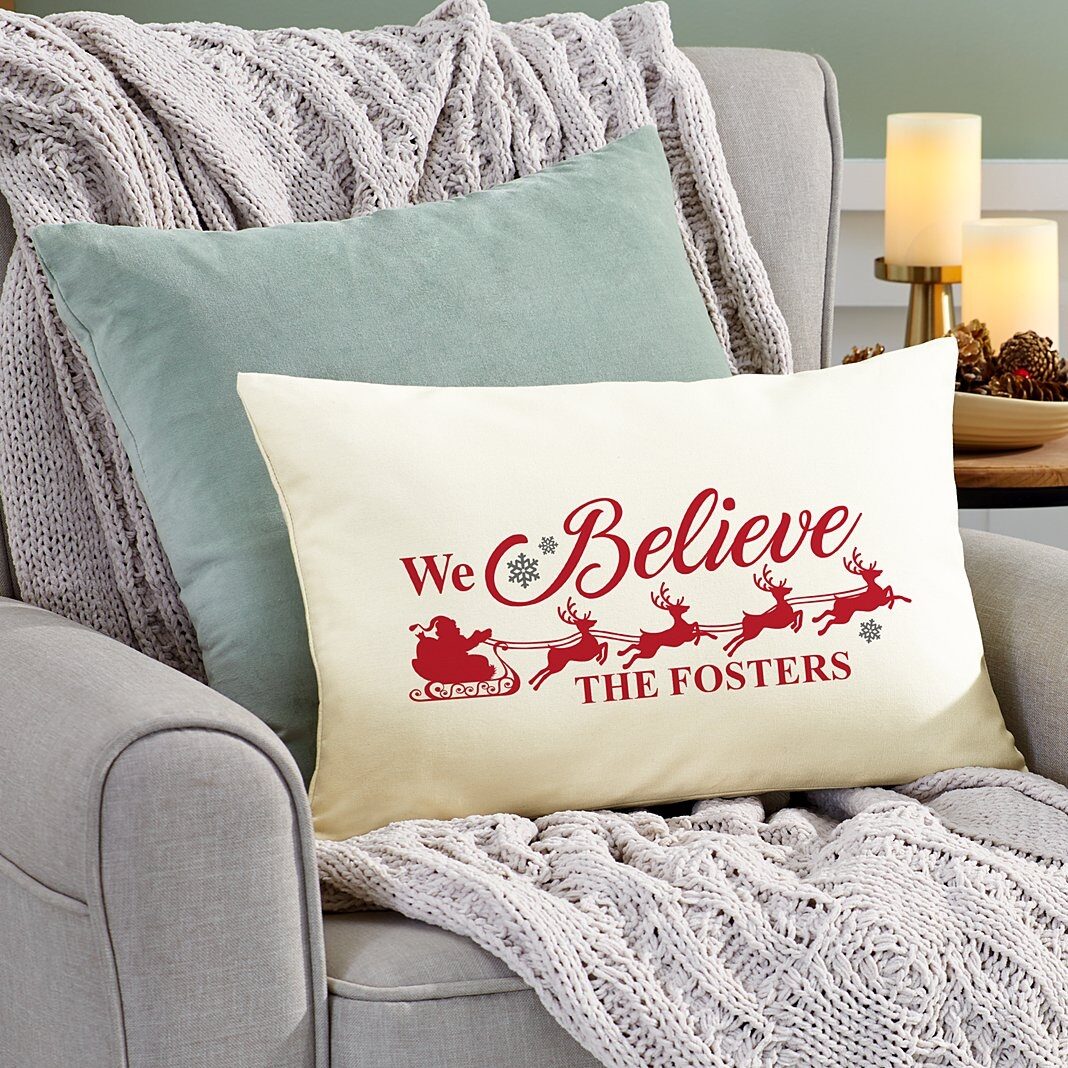 New We Believe Santa Throw Pillow