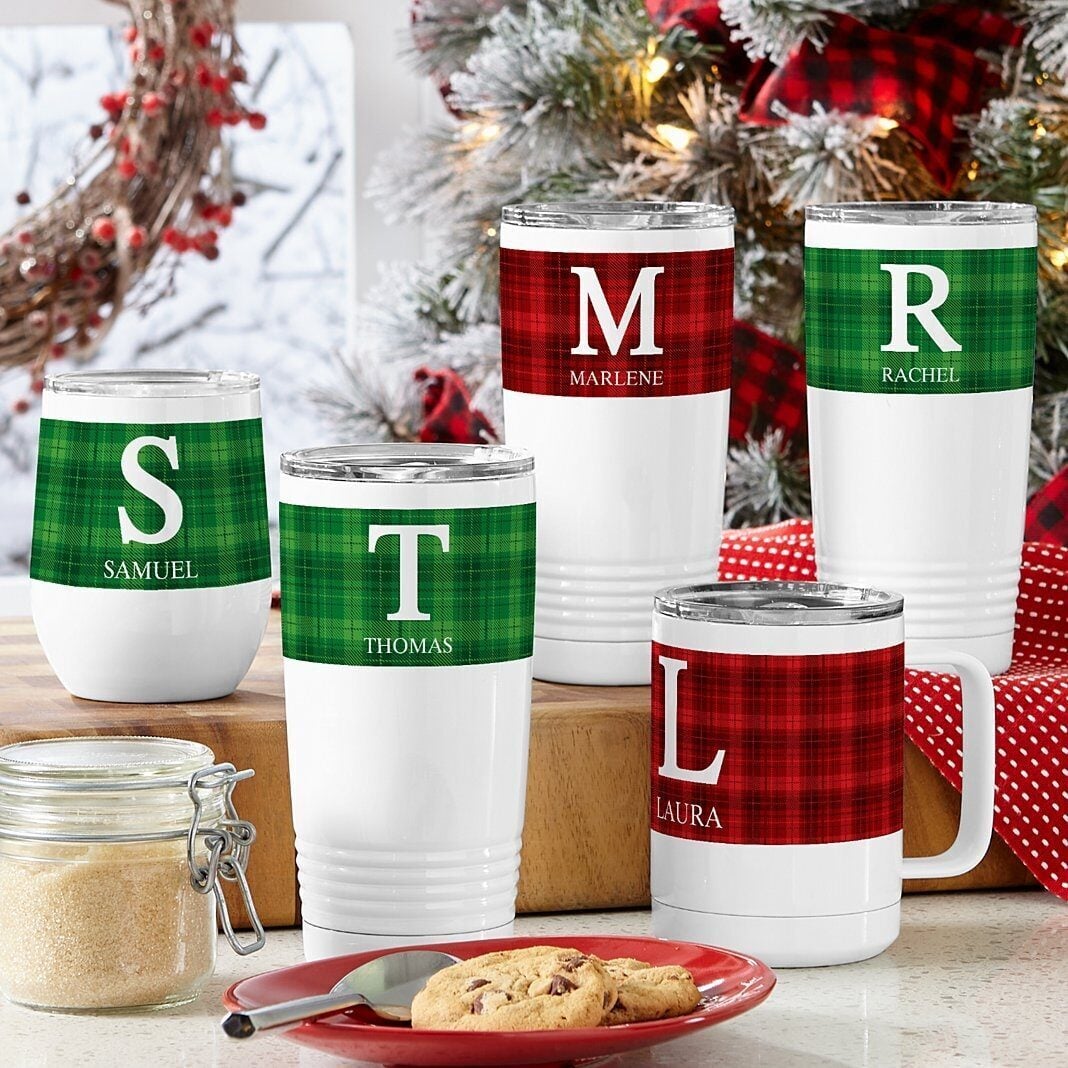 New Plaid Initial Insulated Drinkware (20oz Tumbler)