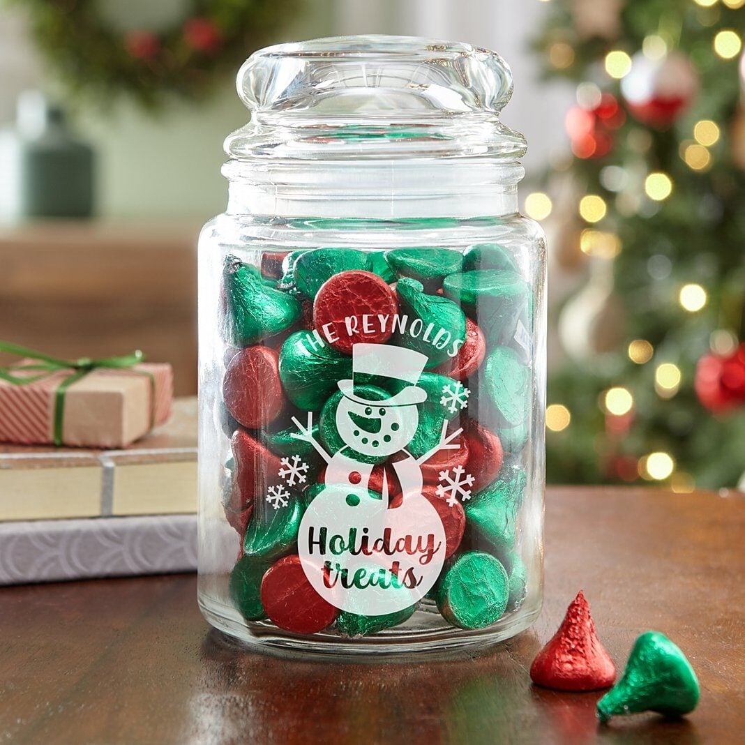 New Snow Sweet Holiday Glass Treat Jar (Without Candy)