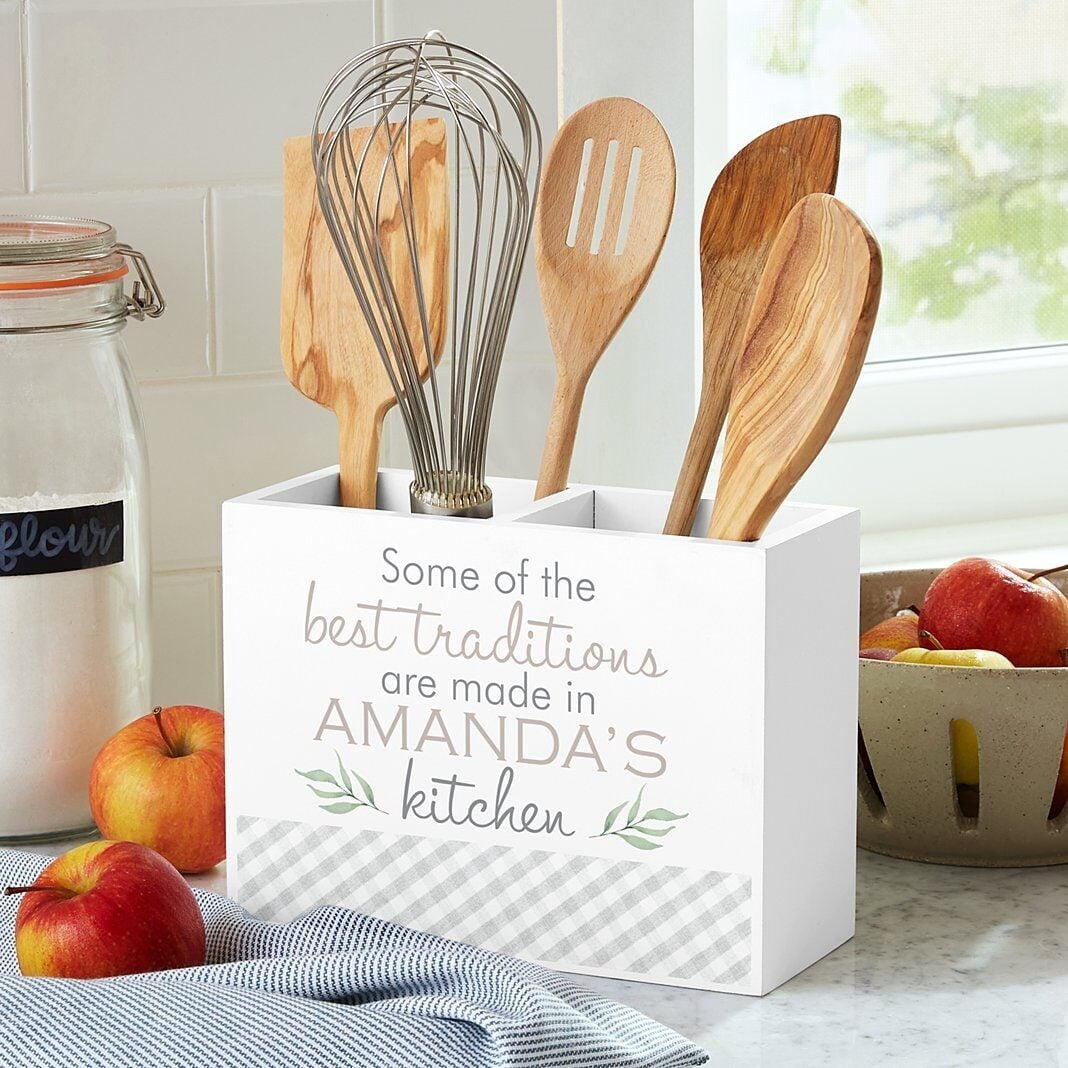 Family Traditions Wood Utensil Caddy