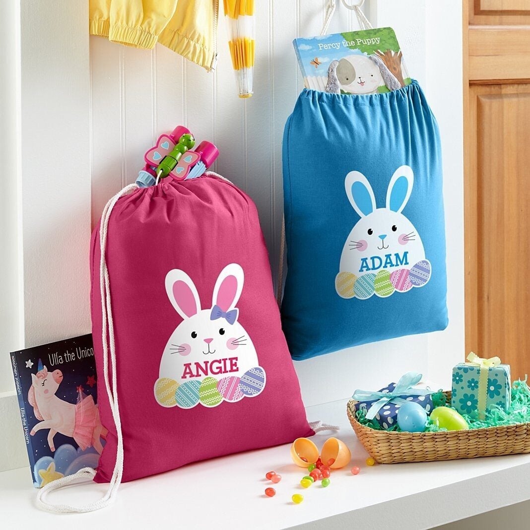 NewBunny With Eggs Drawstring Bag