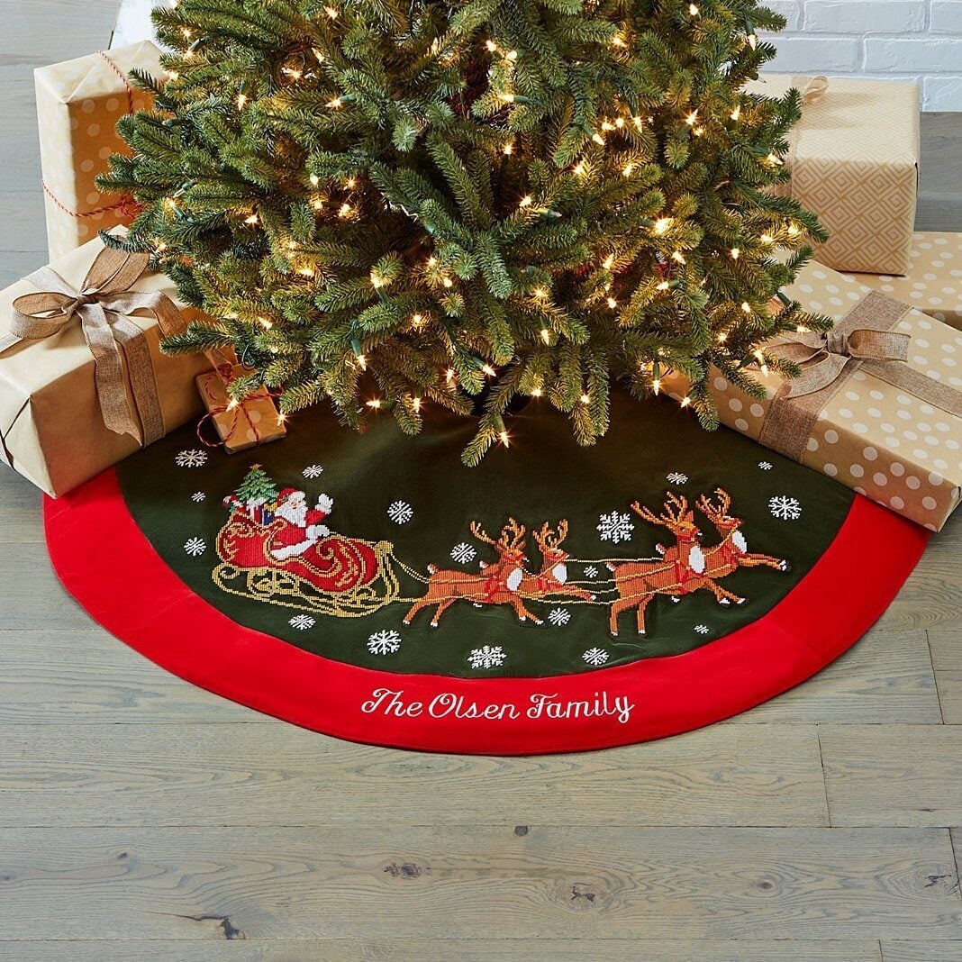 Vintage Needlepoint Tree Skirt