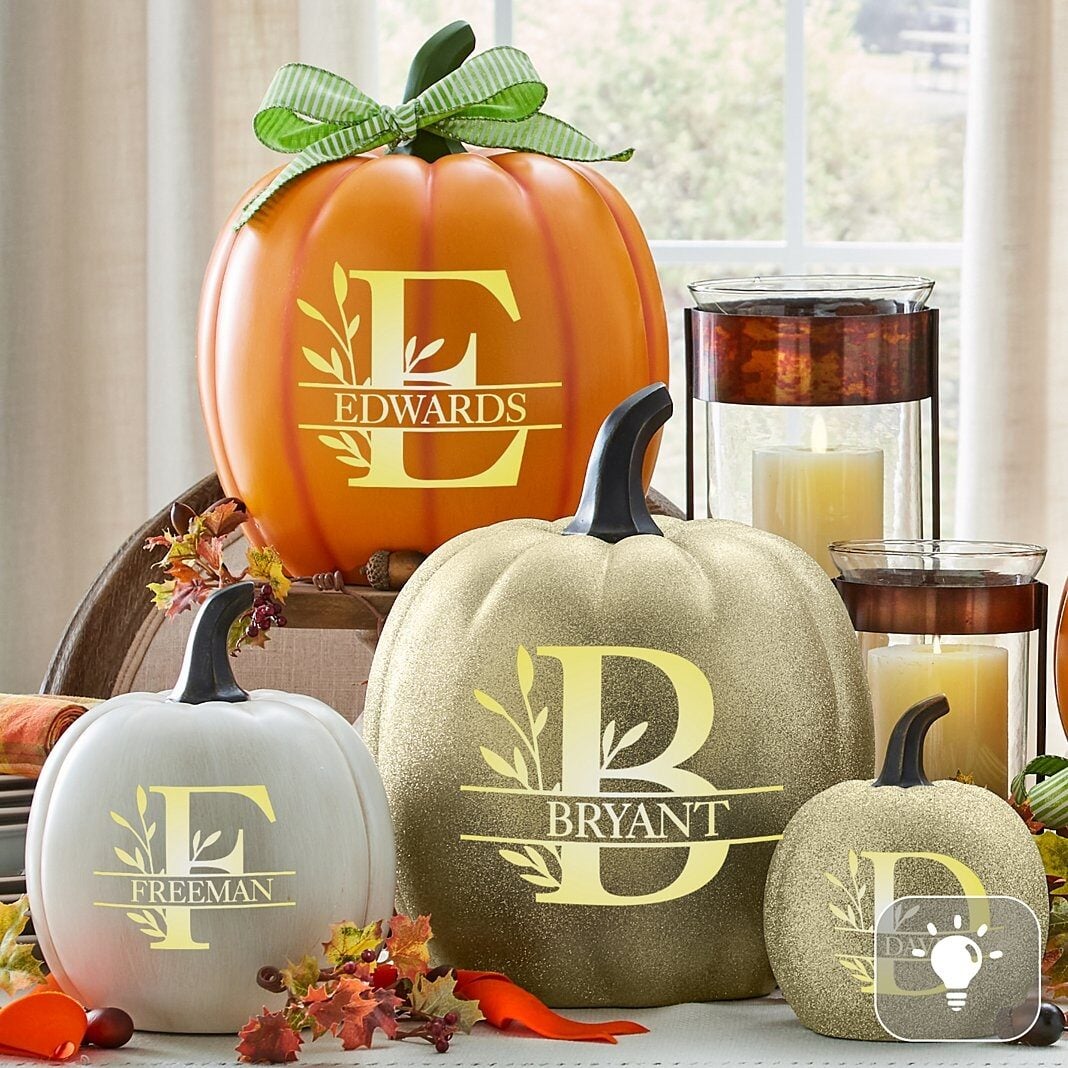 Light-Up Leafy Name Pumpkin