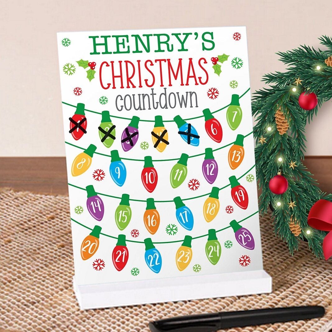 Christmas Countdown Lights Dry Erase Board
