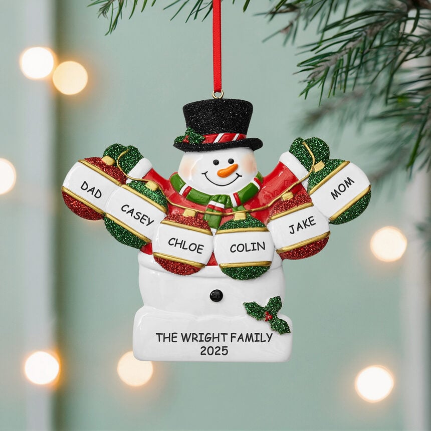 Holly Jolly Snowman Family Ornament