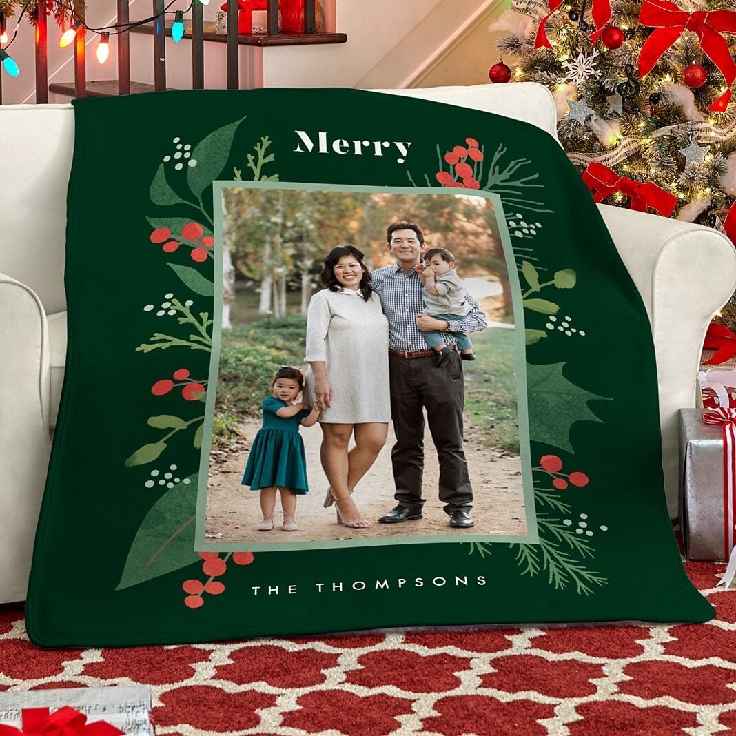 Merry Pines Photo Plush Blanket