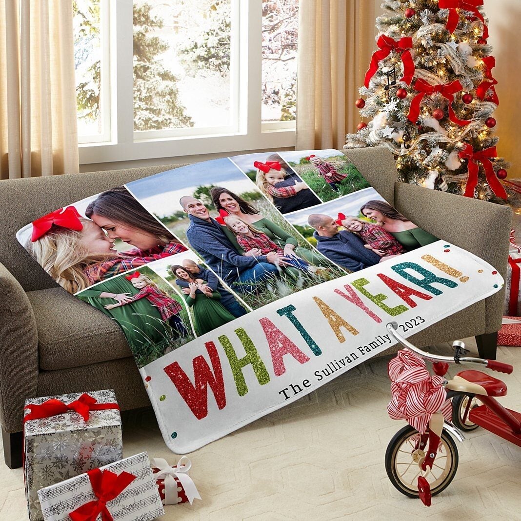 What a Year! Photo Collage Plush Blanket