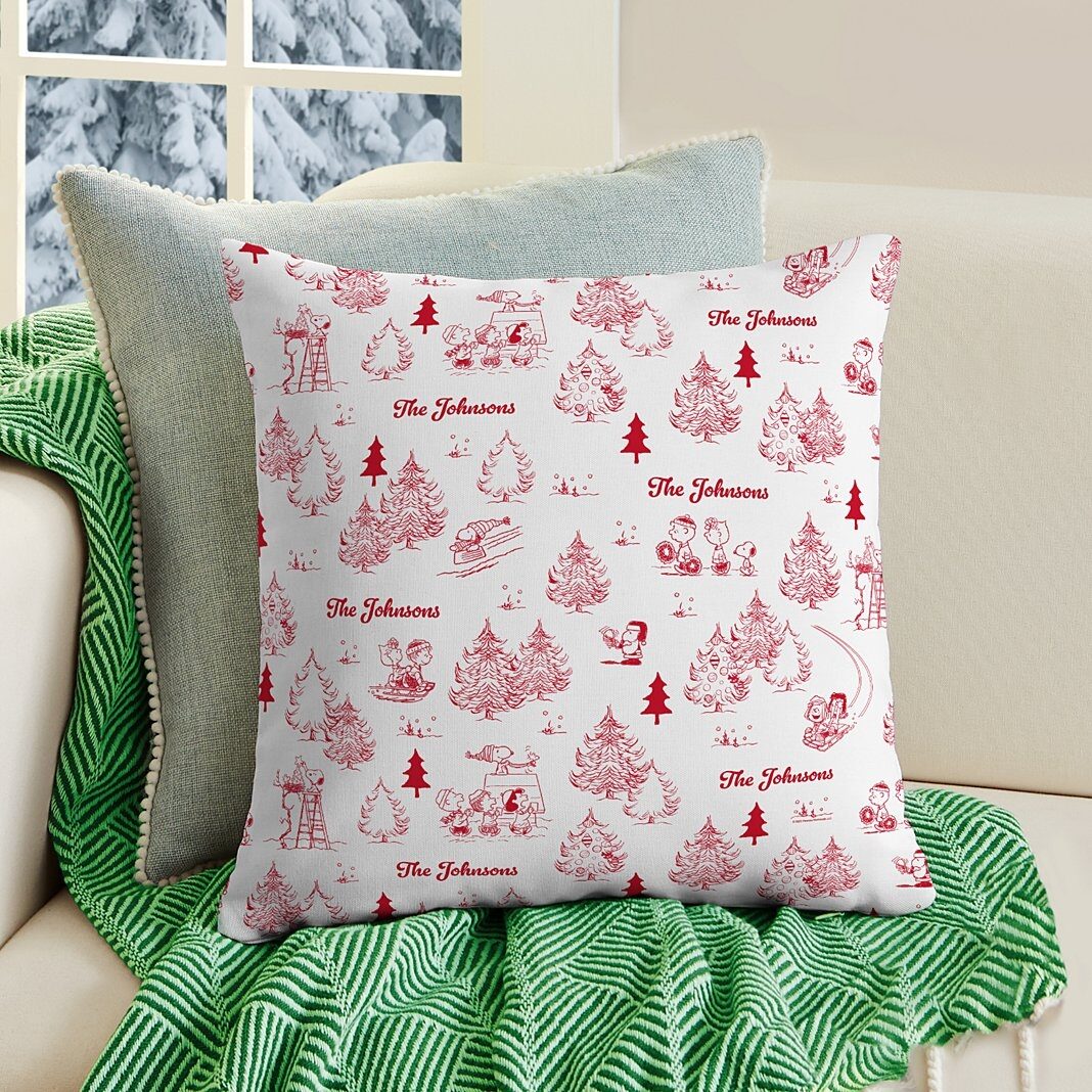PEANUTS® Holiday Toile Pattern Throw Pillow