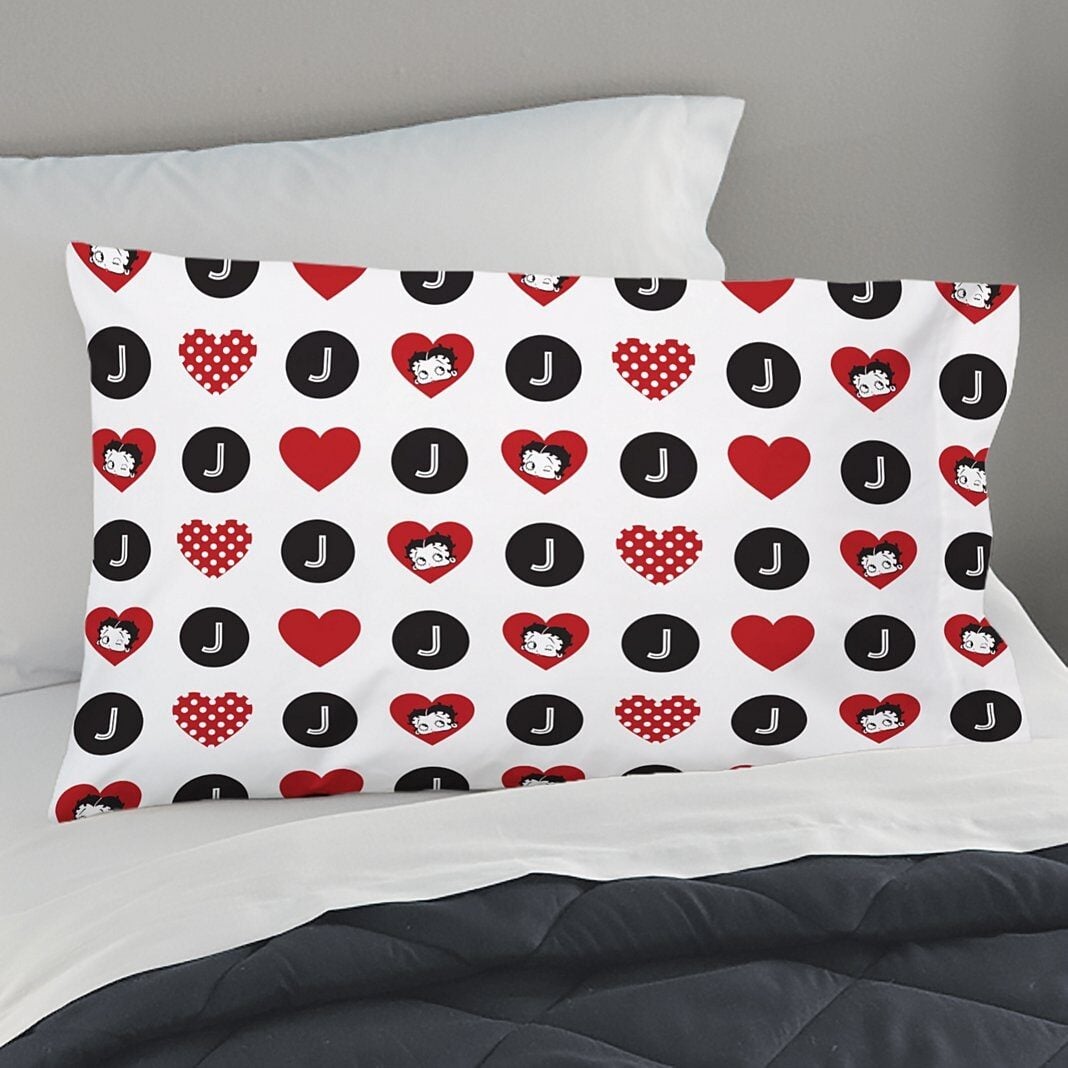 Betty Boop Hearts and Dots All Over Print Pillowcase