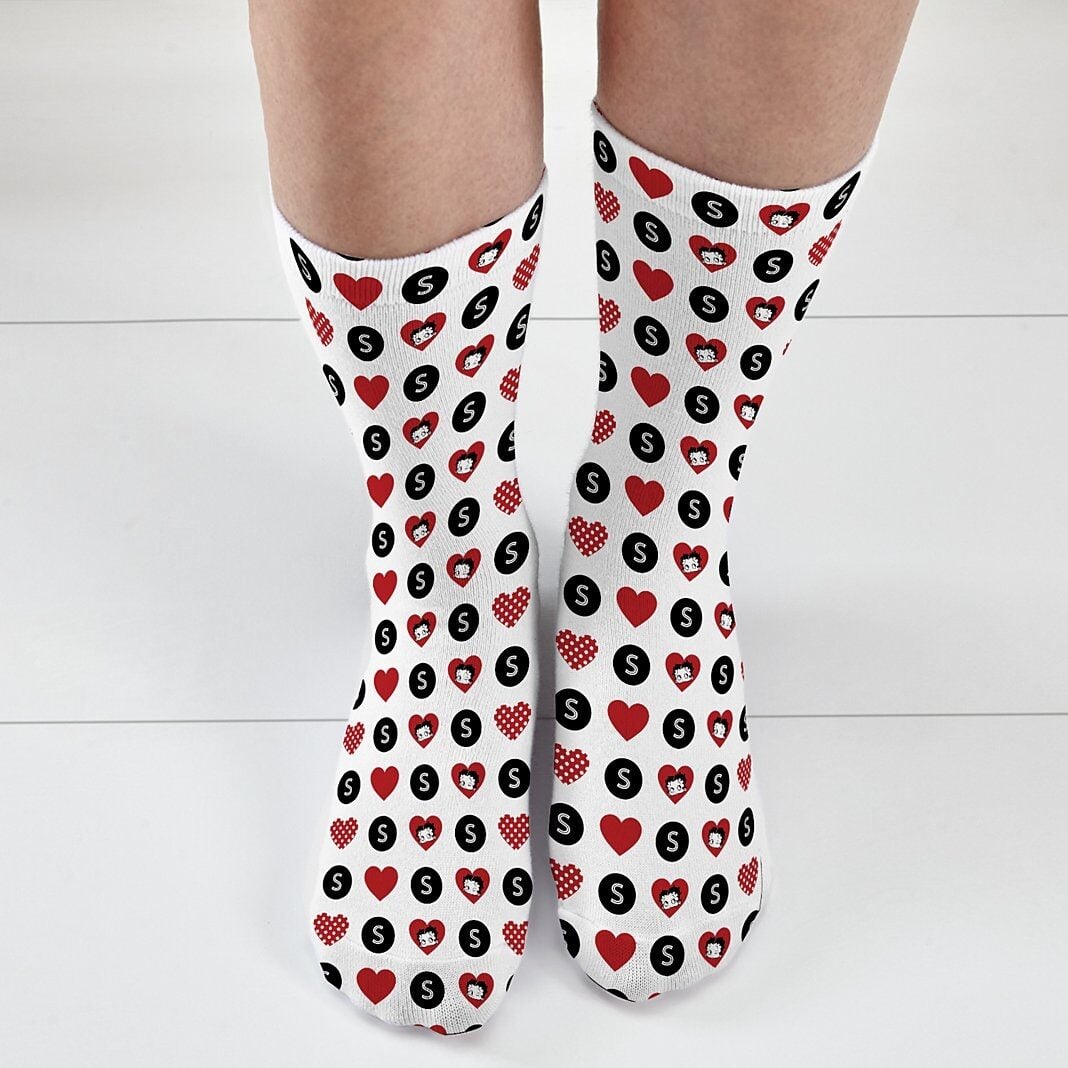 Betty Boop Hearts and Dots All Over Print Socks