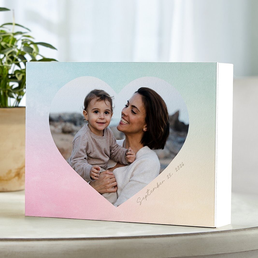 Pastel Heart Photo Wood Block