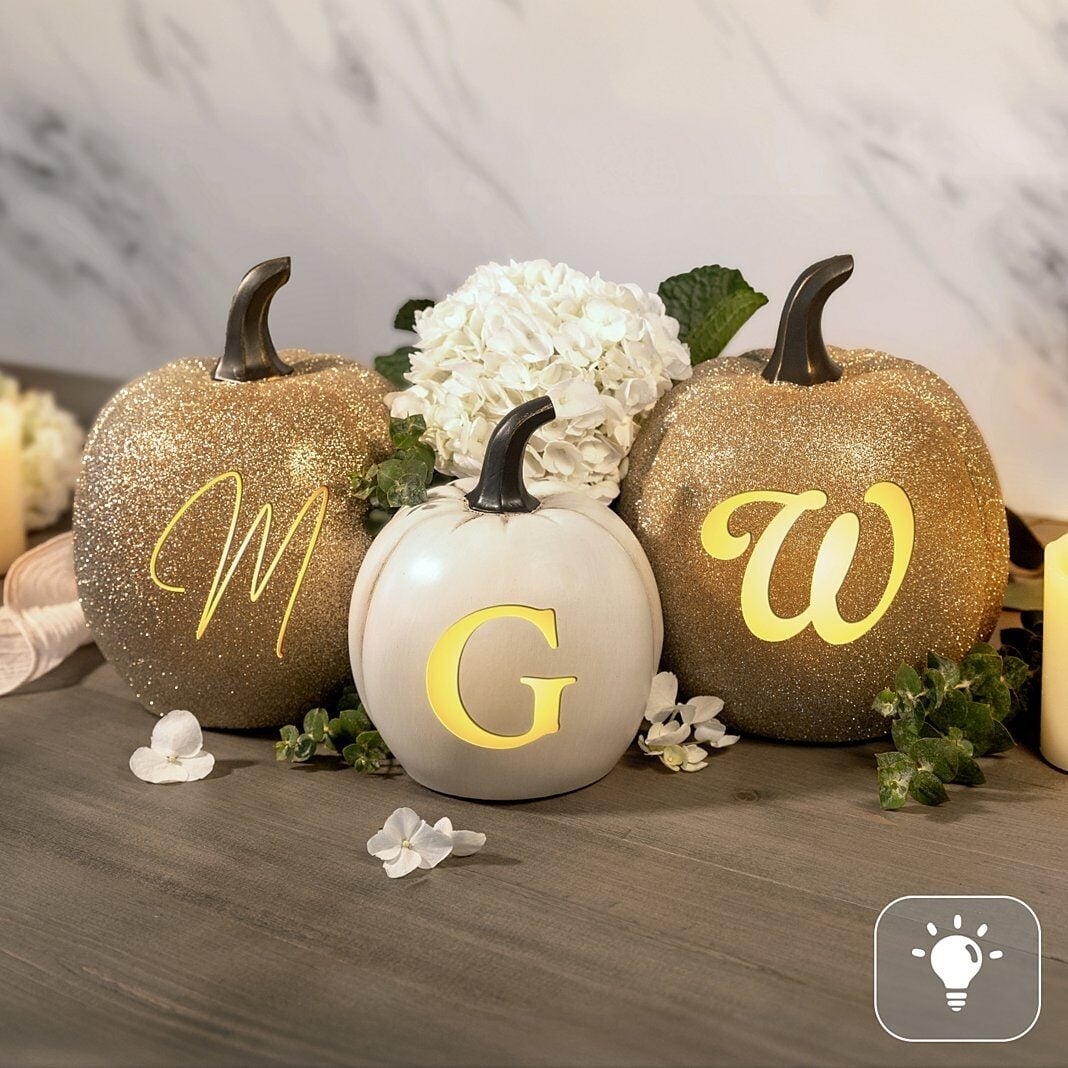 Light-Up Initial Pumpkin