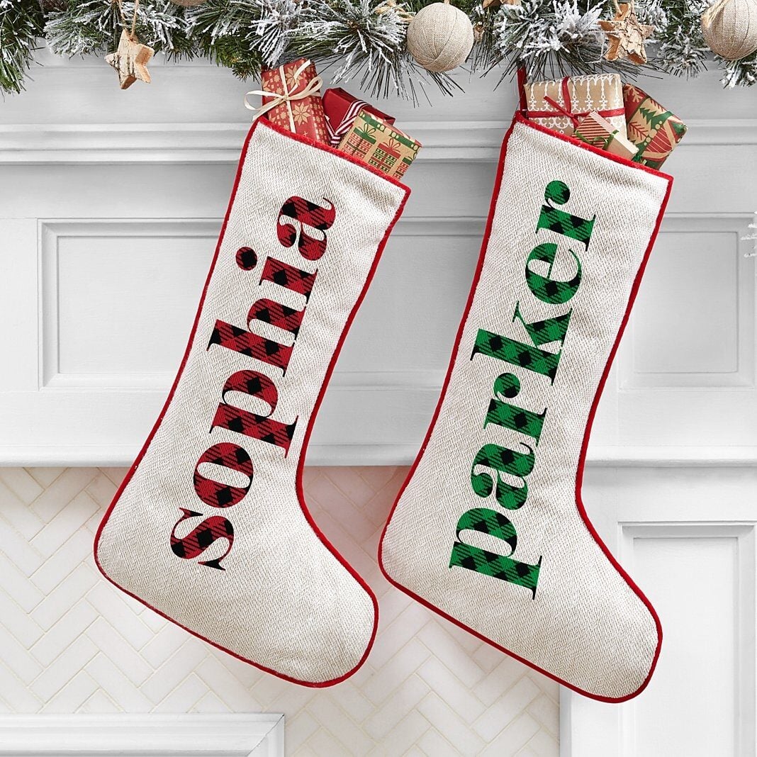 Simply Plaid Name Stocking