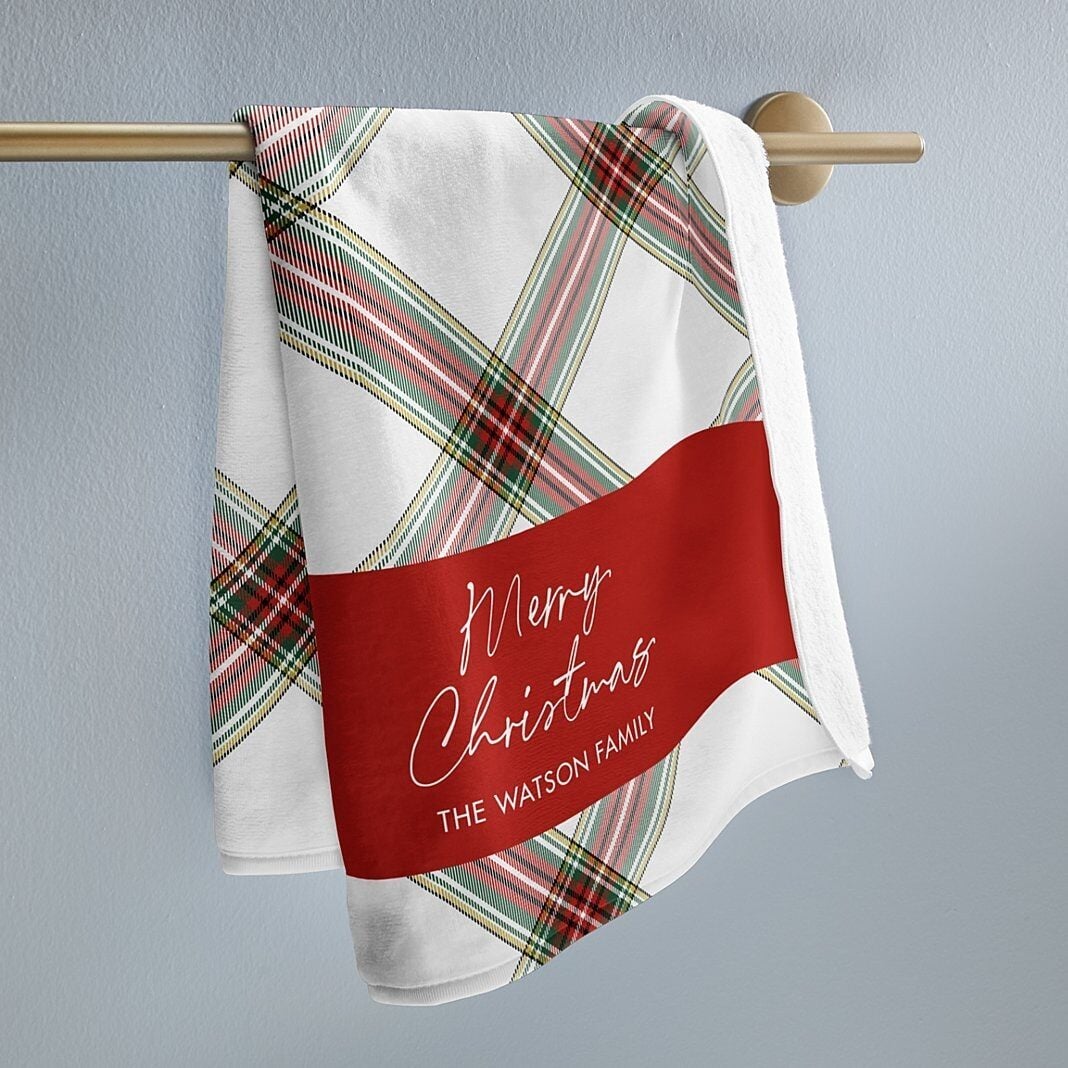 Plaid Stripe Script Kitchen Towel