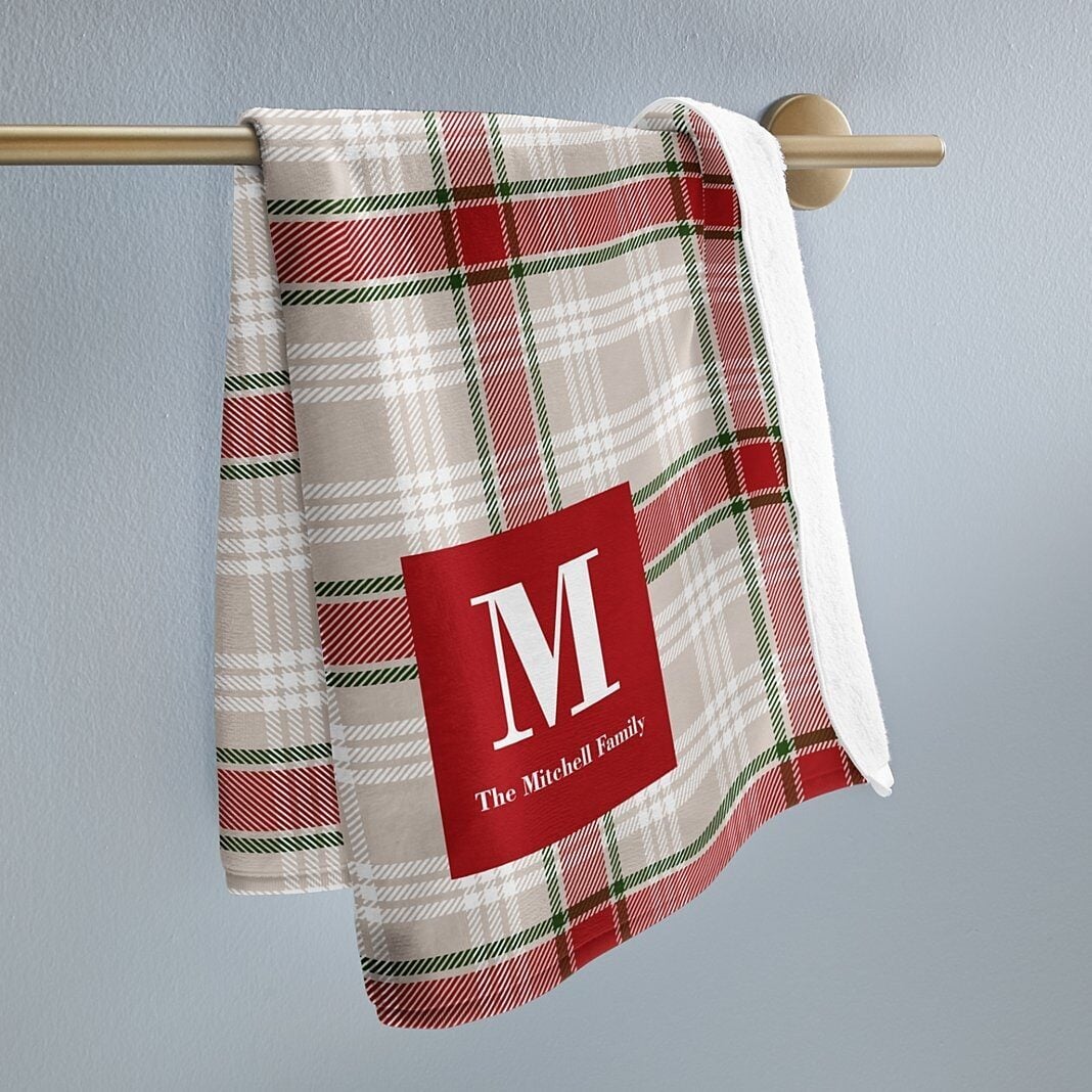 Pleasantly Plaid Initial Kitchen Towel