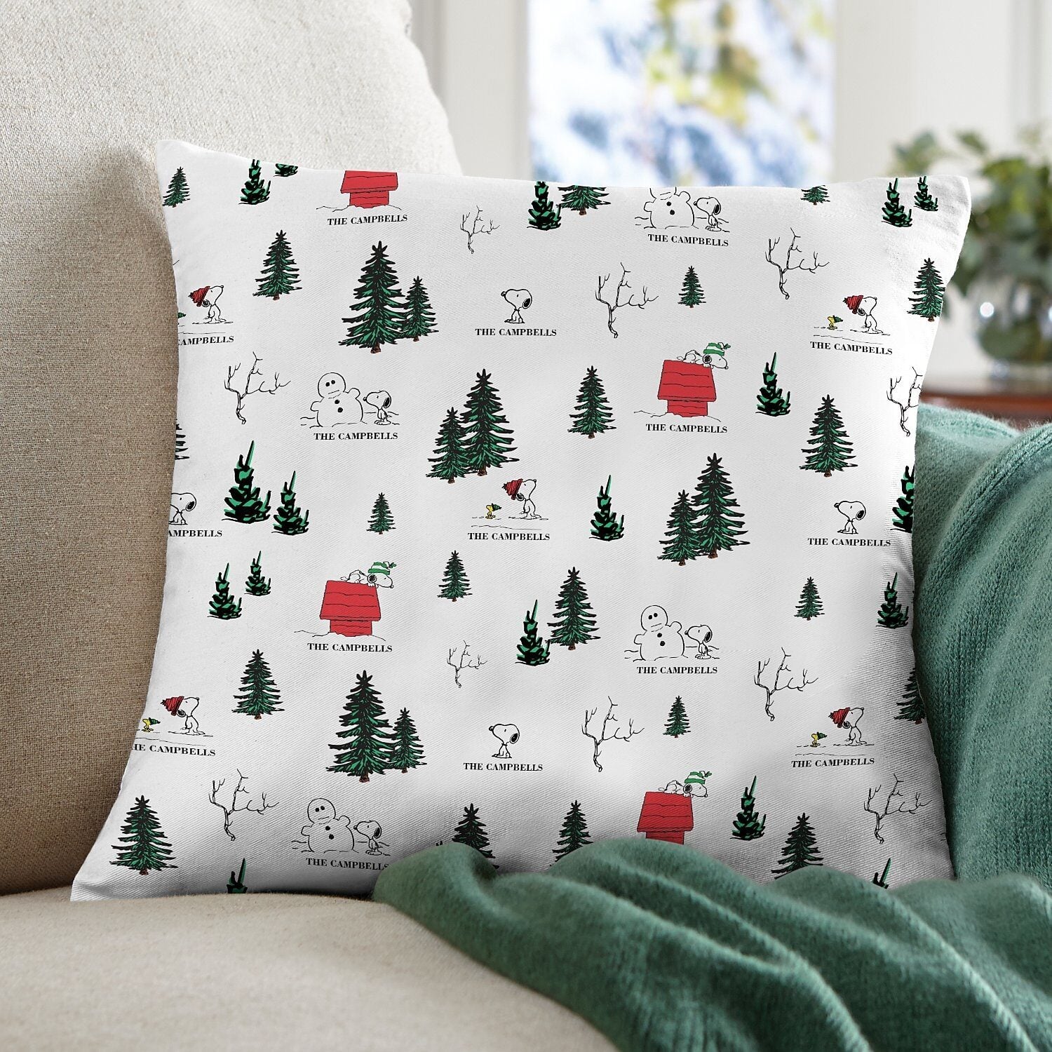 PEANUTS Winter Snoopy All Over Pattern Throw Pillow