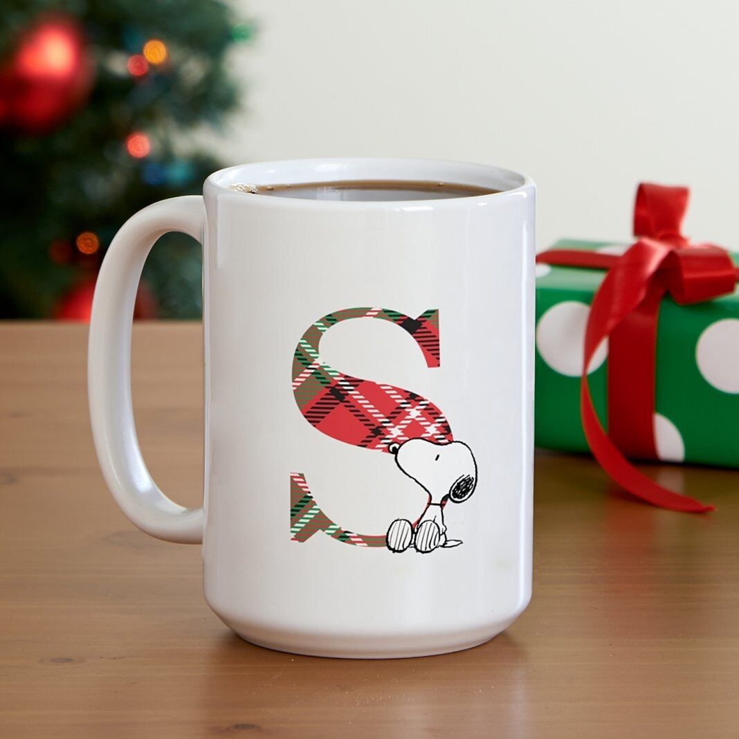 PEANUTS® Snoopy Plaid Initial Mug
