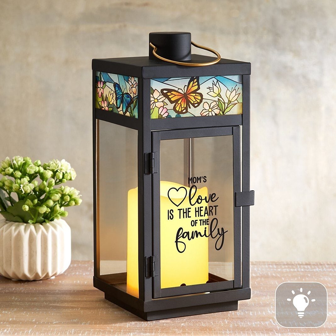 Butterfly Stained Glass Lantern