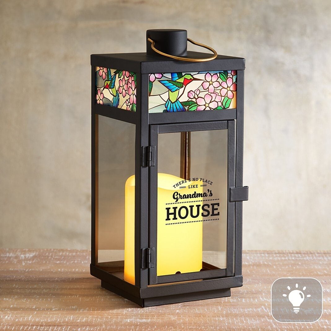 Hummingbird Stained Glass Lantern