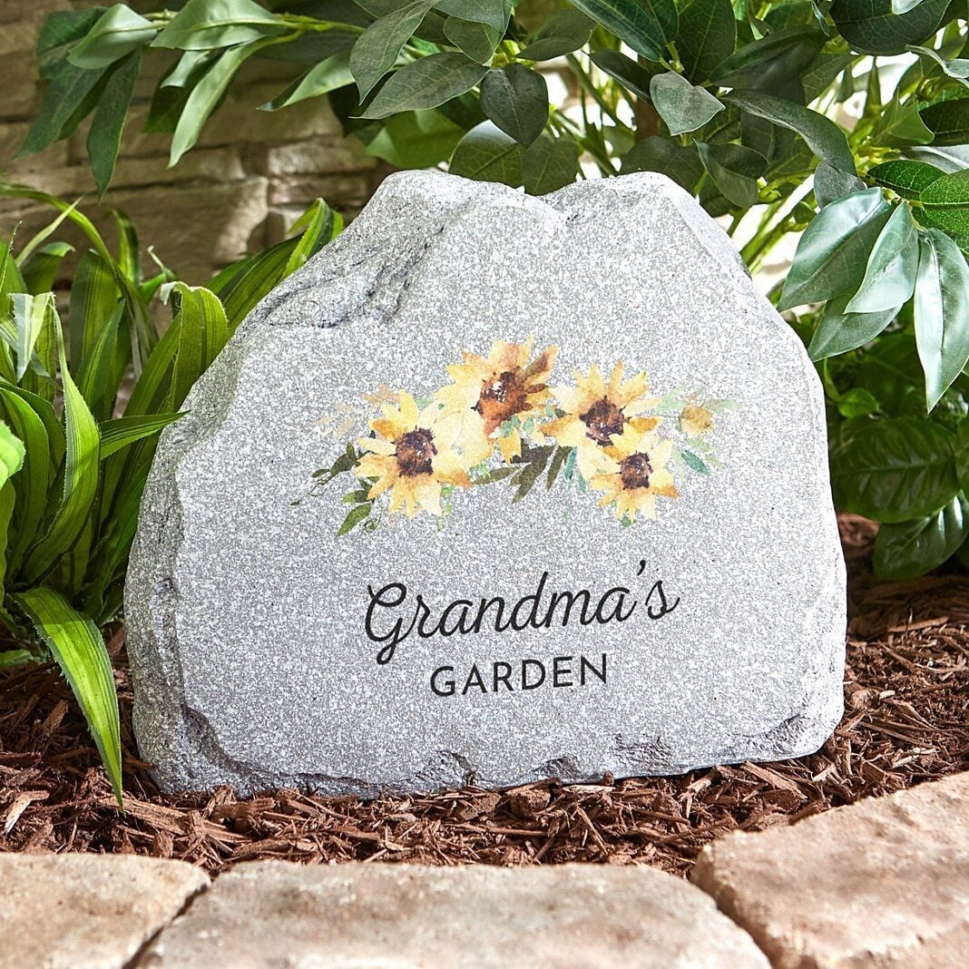Floral Standing Garden Stone