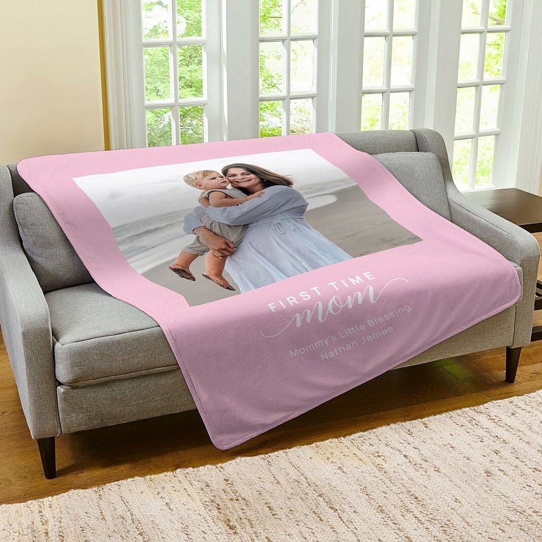 First Time Mom Blessing Photo Plush Blanket