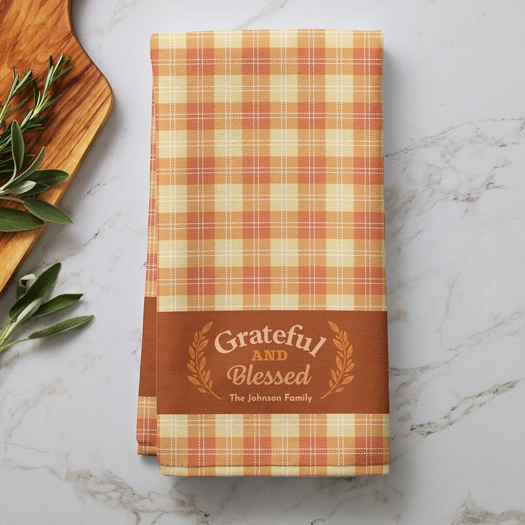 Grateful and Blessed Kitchen Towel