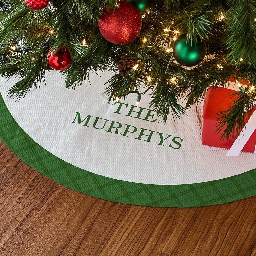 Simple Plaid Border Quilted Tree Skirt
