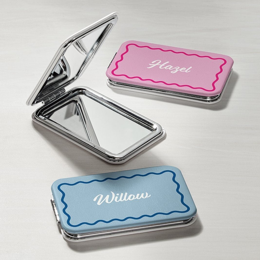 Wavy Border Rectangle Purse Mirror