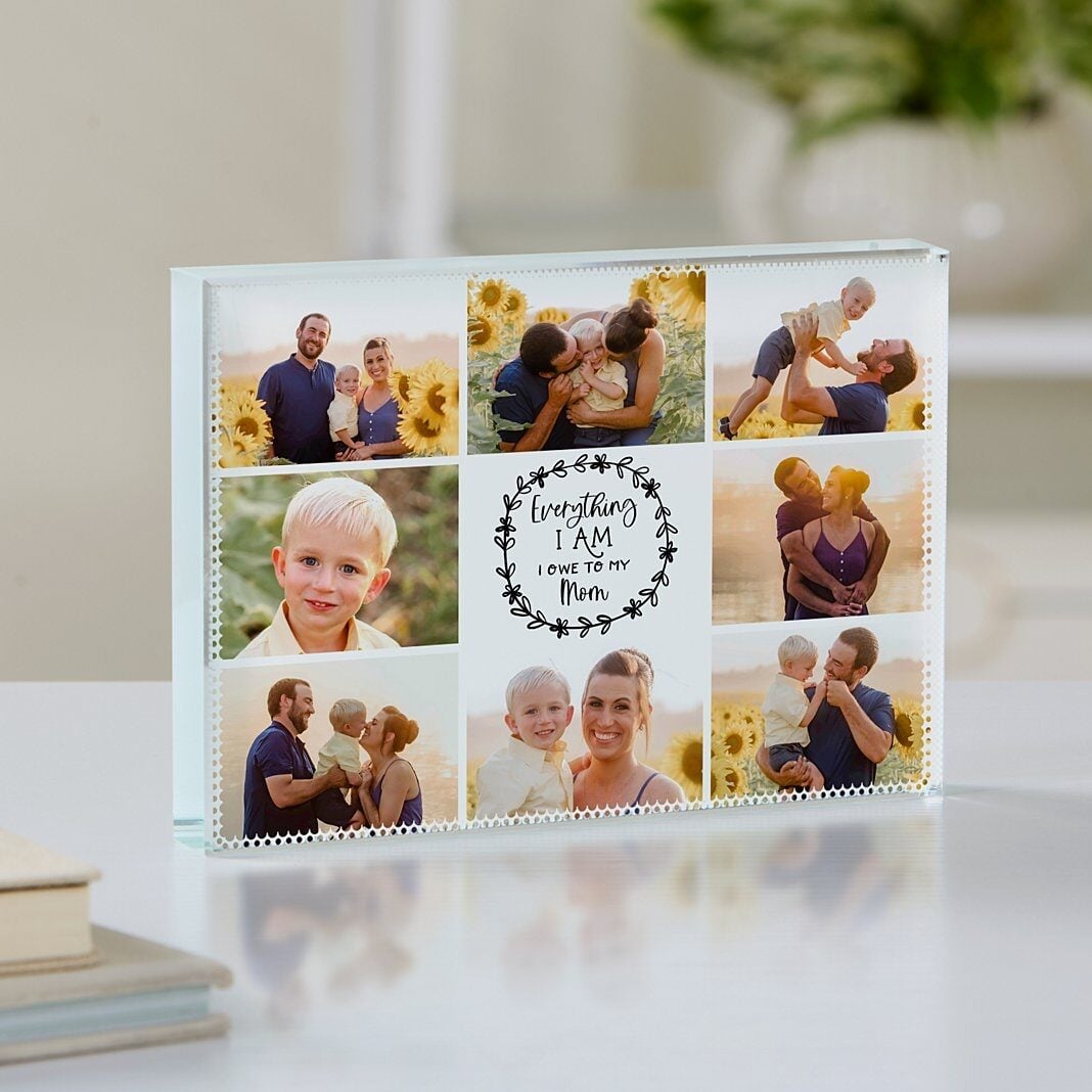 Everything Photo Collage Glass Block