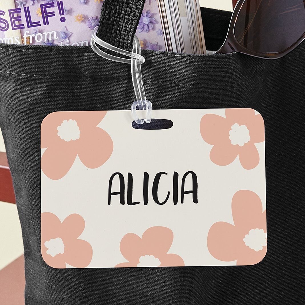 Fun Floral Name Luggage Tag