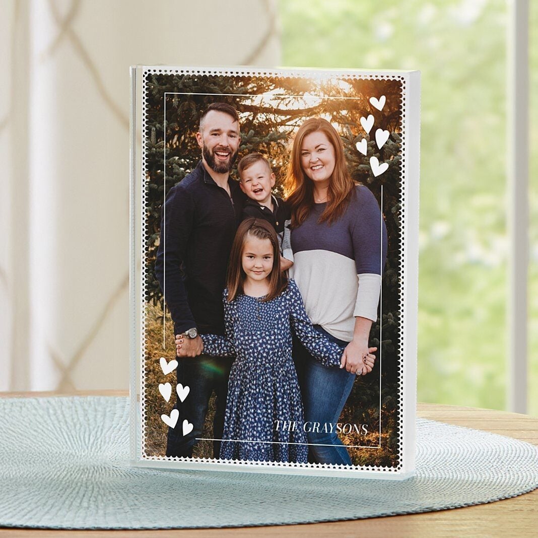 Simple Hearts Photo Glass Block