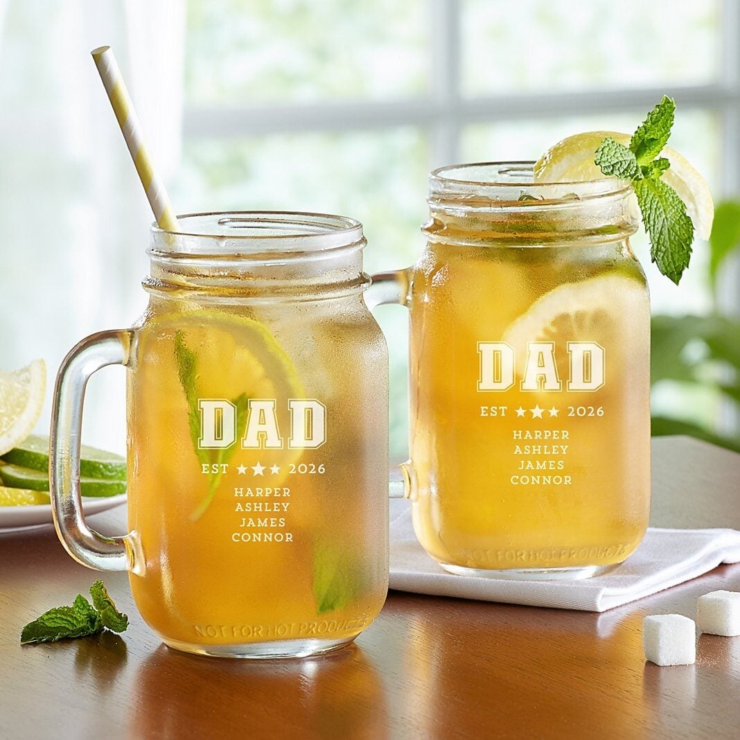 Dad Established Mason Jar