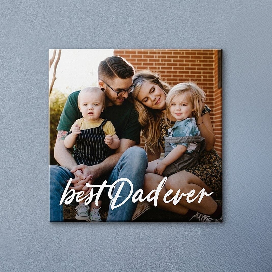Best Dad Ever Script Photo Canvas