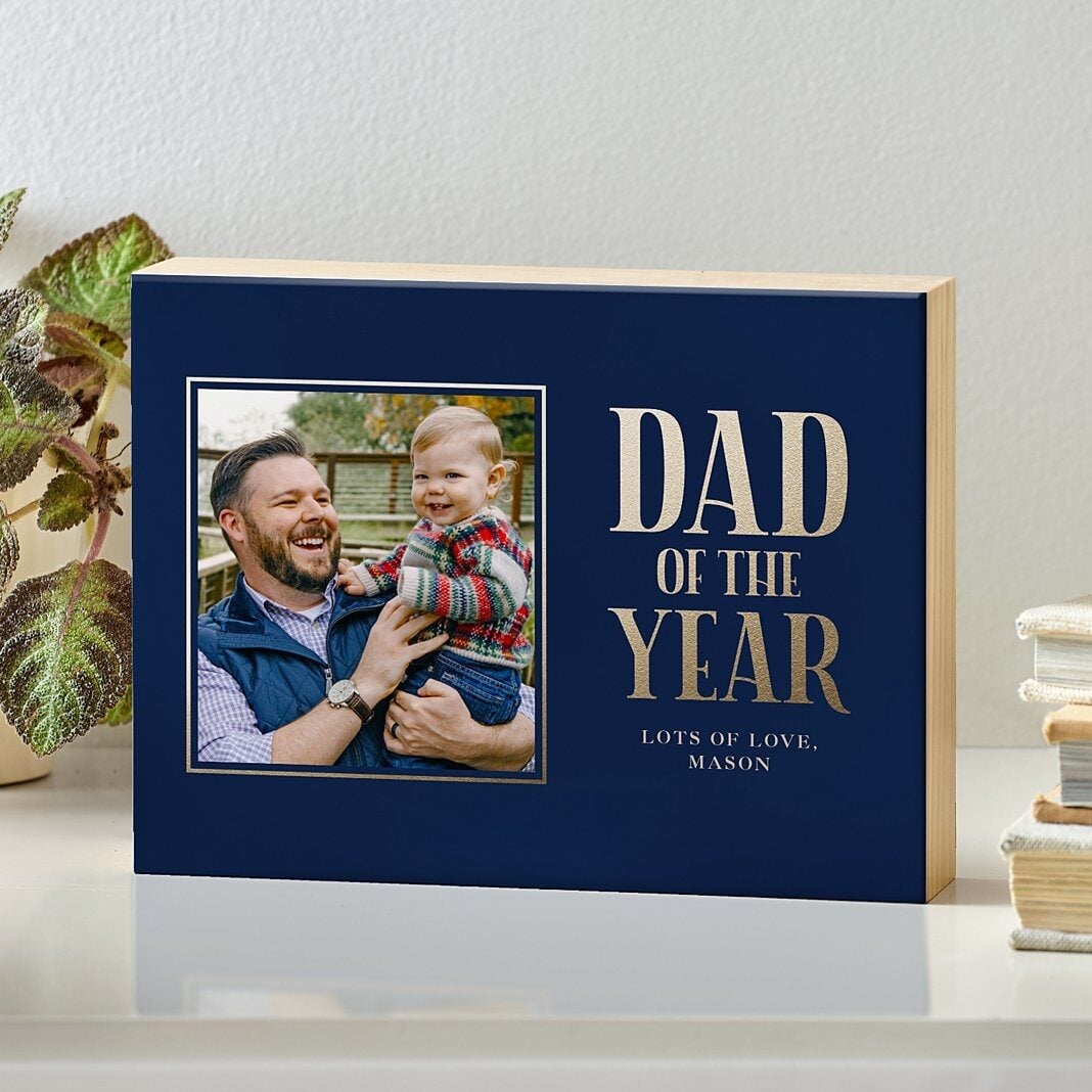 Gold Dad of the Year Wood Block