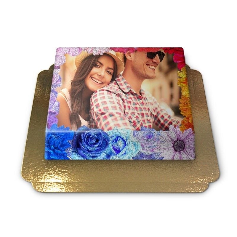 Flowers Theme Photo Frame Cake (Medium)