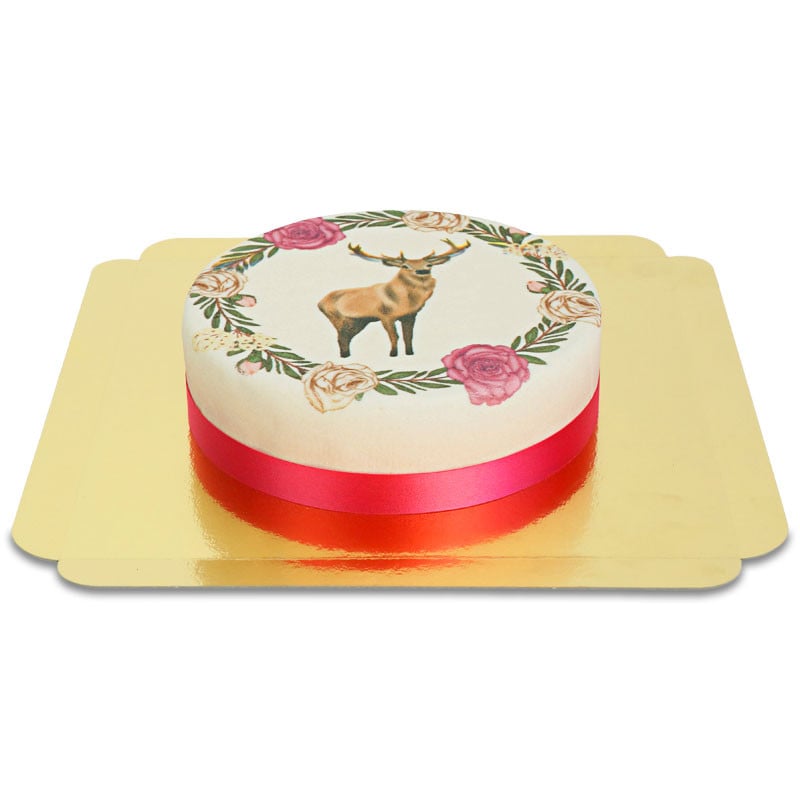 Deer cake and its flower crown (Small(18 cm))
