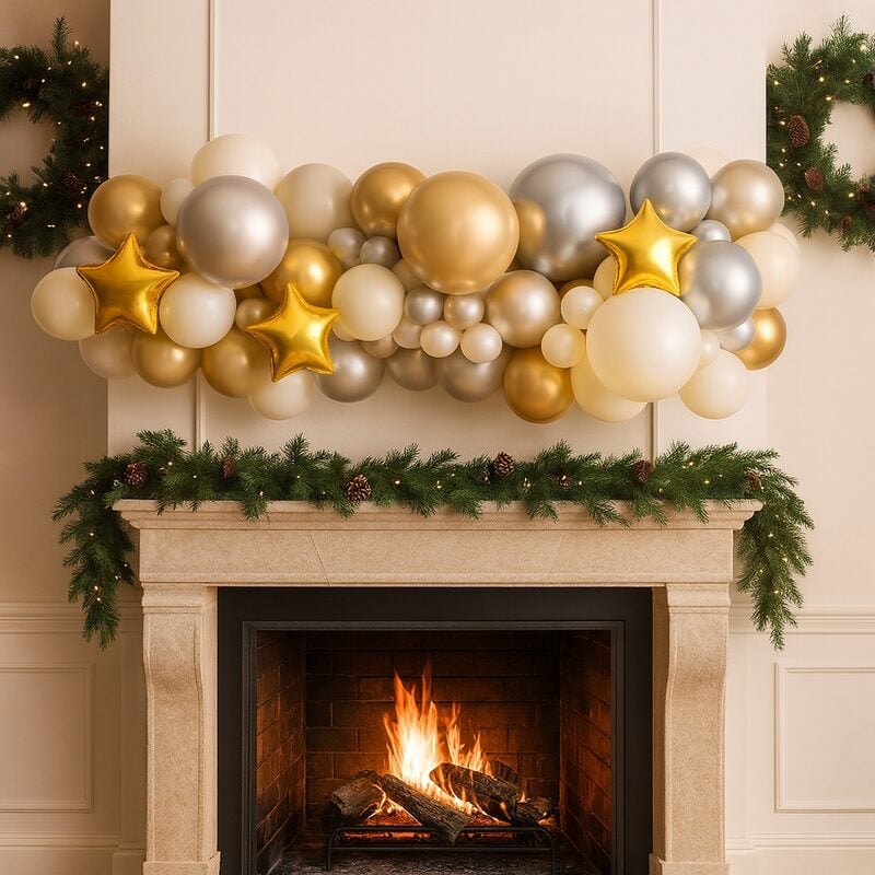 Christmas Gold Party Inflated Balloon Garland