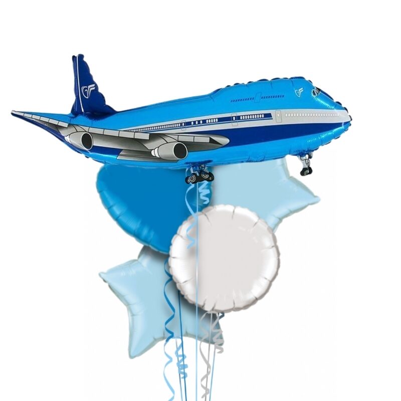 Come Fly With Me Blue Plane Balloon Bouquet