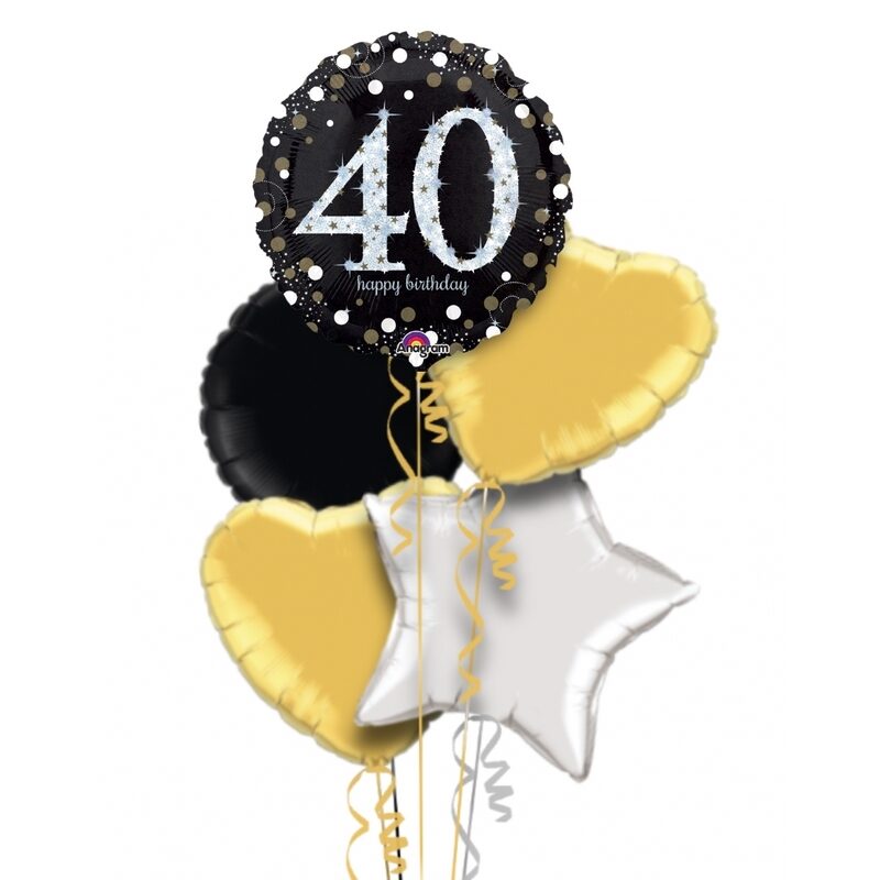 Happy 40th Birthday Holographic Balloon Bouquet