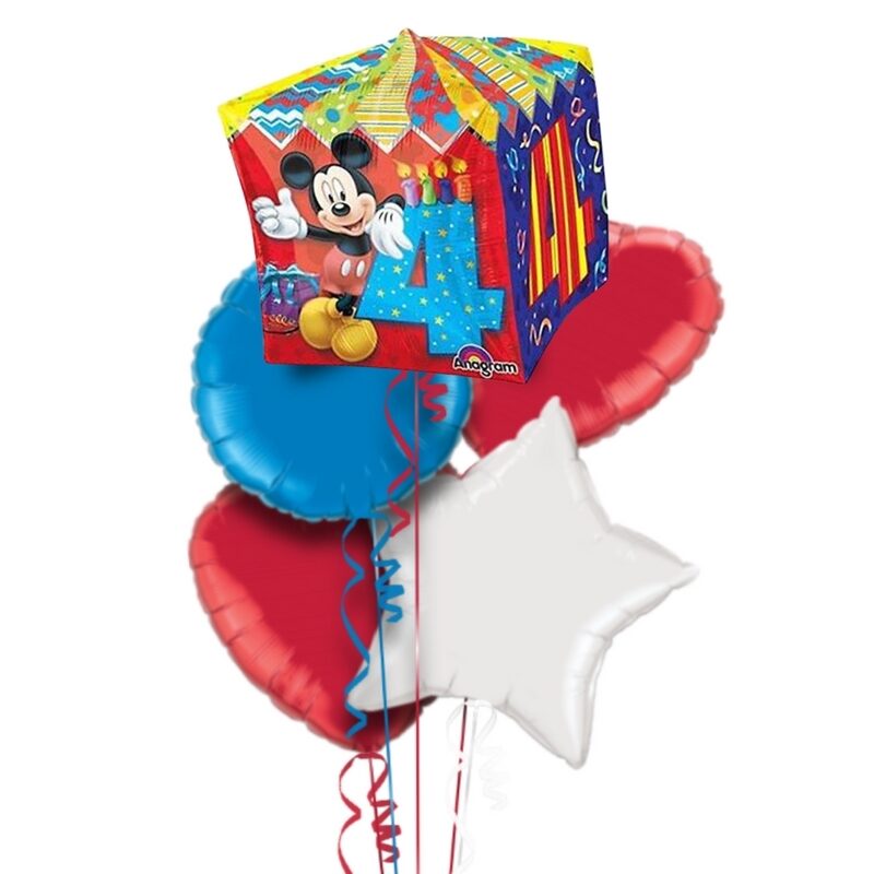 Happy 4th Birthday Mickey Mouse Balloon Bouquet