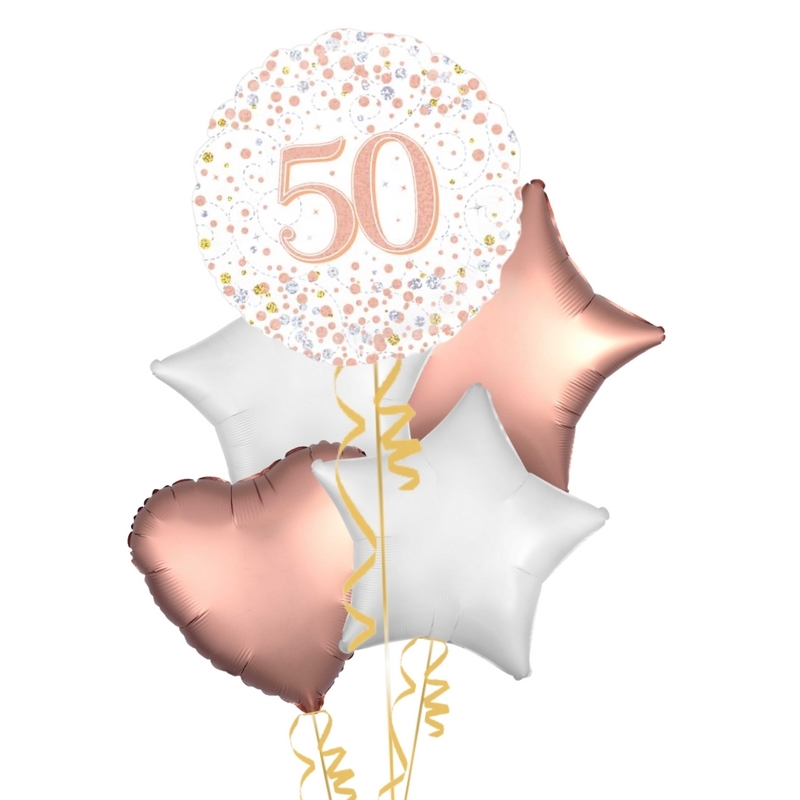 Happy 50th Birthday Rose Gold Balloon Bouquet